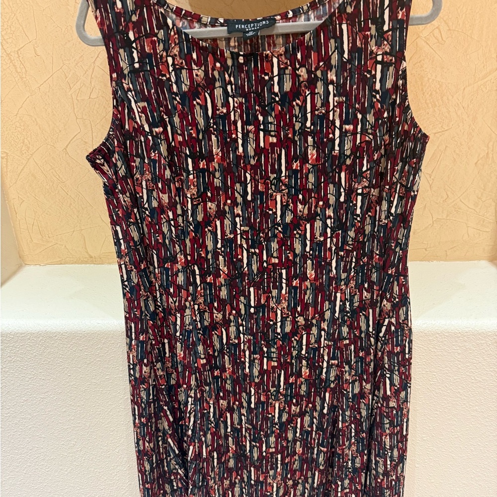 Fawn Design Red and Black Abstract Maxi Dress